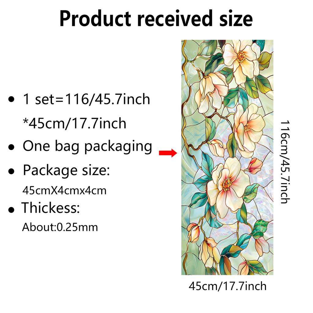 Europeisk Retro Stil Vindusfilm PVC Elektrostatisk Glassklistremerker Farget Vindusfilm Statisk Heftende Frostet Glassfilm