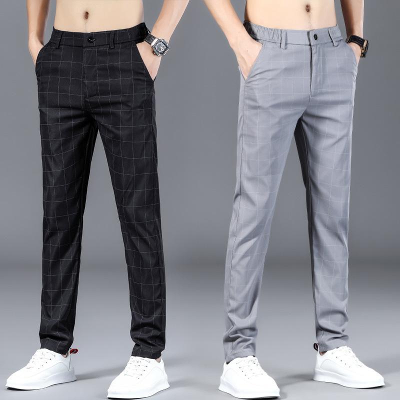 Autumn Versatile Casual Trousers Slim Small Leg Trousers Men's Striped Trousers Korean Version of the Tide of Elastic Waist Small Straight Trousers