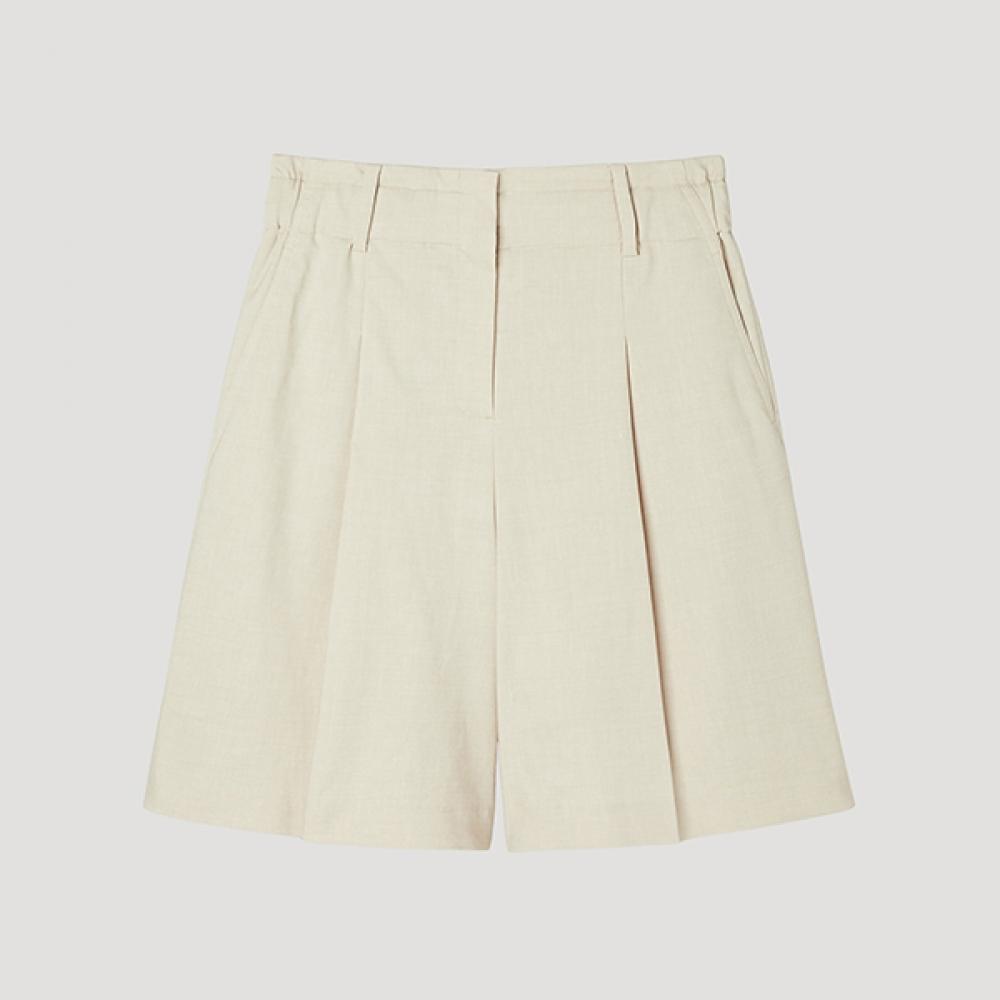 

[ShS S miSS] Linen Blend Wide Half pantS SwwSpp22080 Lb light beige/77