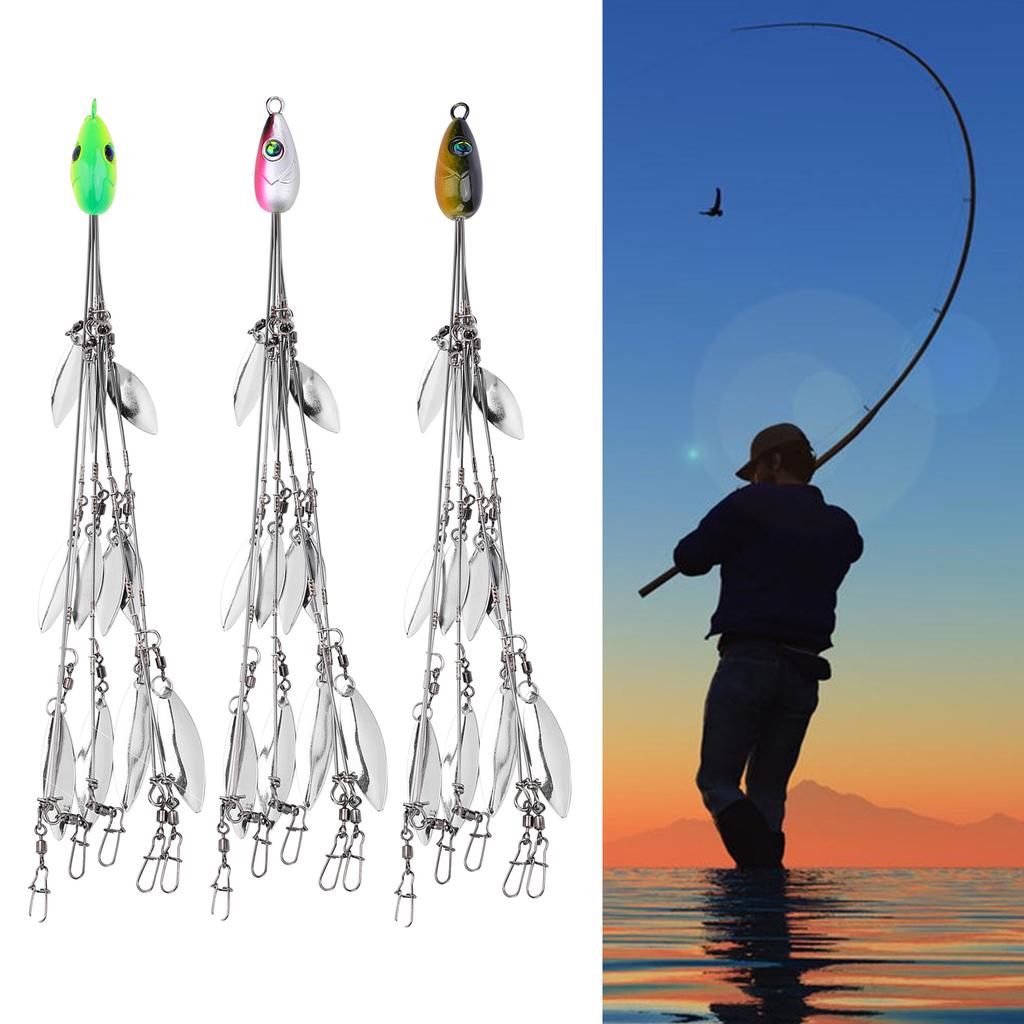 12 Bladed Umbrella Rig Fishing MultiLure and Baits Rigs with Swivels Artificial Bait Kit