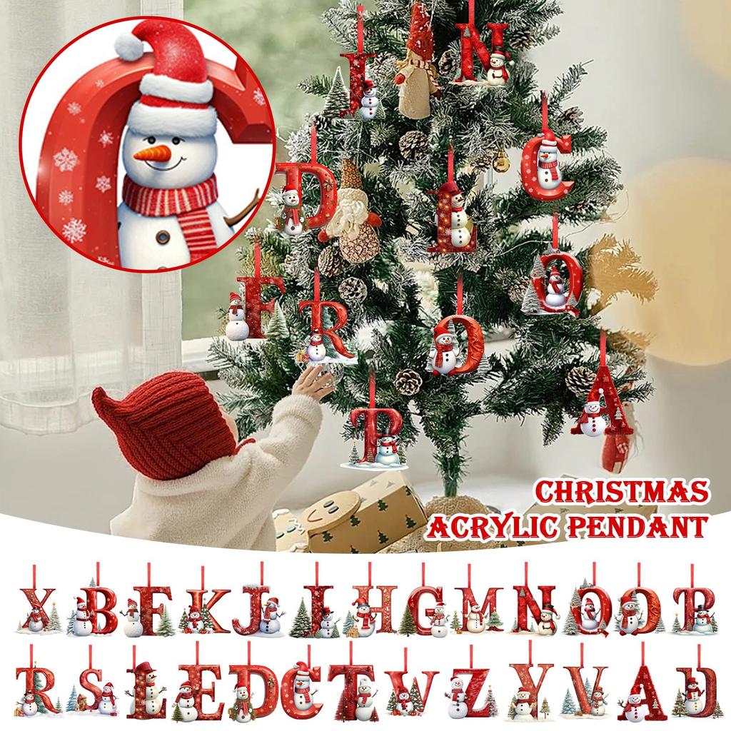 2D 26 písmen Vánoční ozdoby Akrylové ploché Vánoční stromek Domácí dekorace Ozdoby