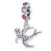 Copper Cute Pink Flowers Heart Pendant Beads Fit 4Mm Hole Diamete Charm Bracelet For Women Diy Jewelry Making Gift