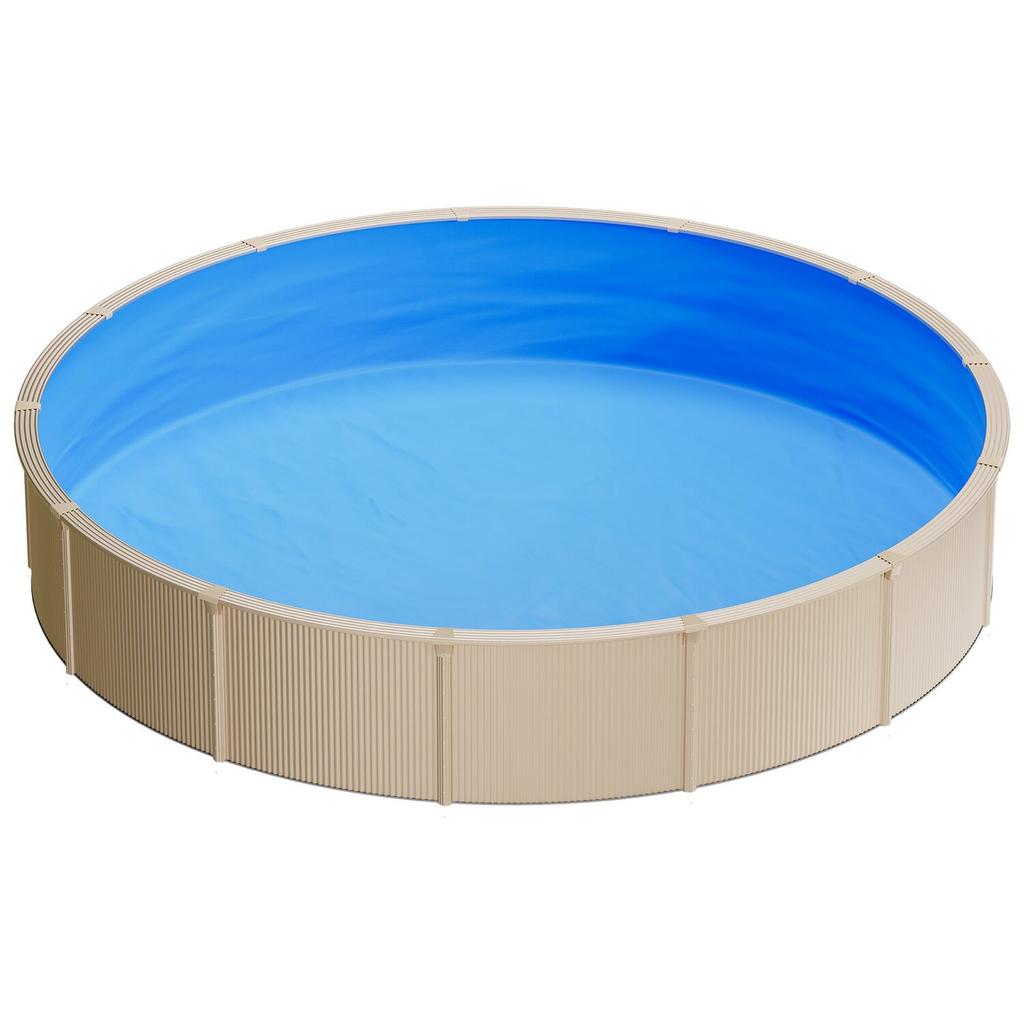 365.7 Cm Pool Liner, Round Overlap Swimming Pool Liner for 90 Cm Wall Height, Premium Vinyl, Easy Install with Leak-Proof Patches, Designed for Steel