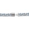 Takeda Jewelry Men's Iced Out Cuban Chain Necklace, Silver and Blue Rhinestones, Wide Chain, Street Style Accessory, 45/50/55cm (55cm)