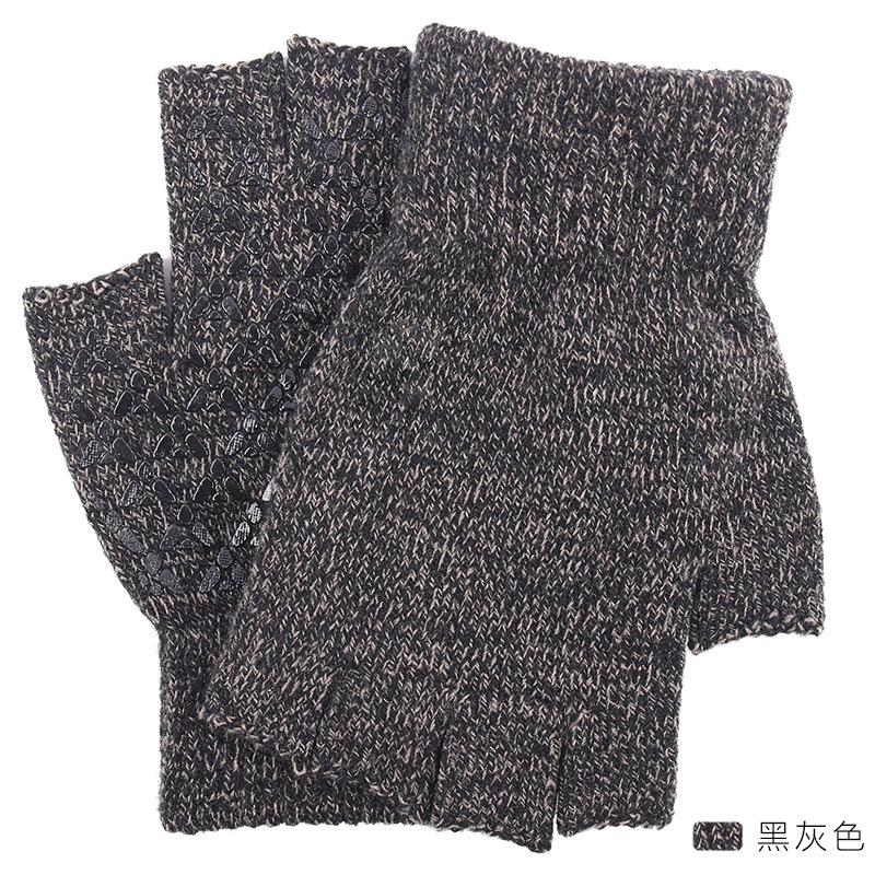 New half-finger gloves for men and women to keep warm in autumn and winter, knitted wool, half-cut leaking fingers, cold-proof, thickened and warm