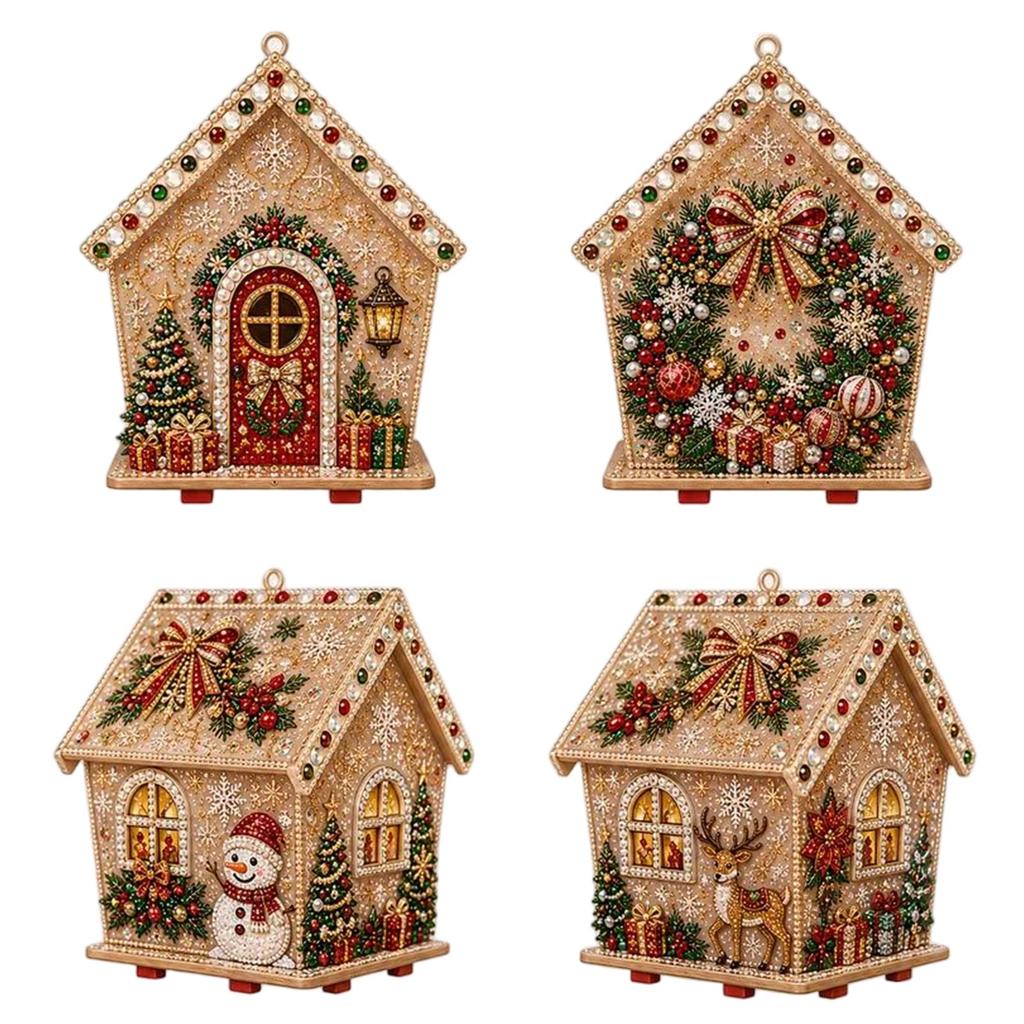 Christmas DIY Building Block Miniature House Decorative Ornament for Tabletop Holiday Display
