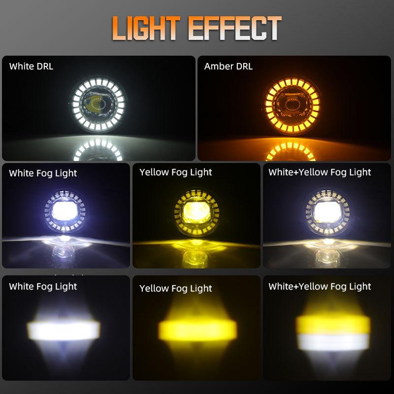 4 inch White Amber DRL LED Fog Light For Chrysler 300 Chrysler PT Jeep Wrangler TJ JK CJ-5 CJ-7 CJ-8 Front Bumper Driving Lamp
