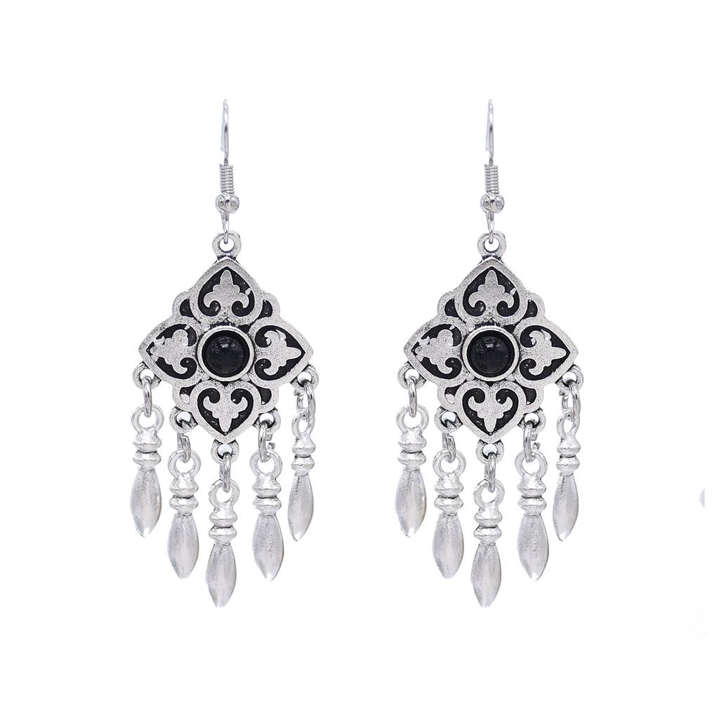 Ethnic style Kazakh earrings women's retro high-end fringed earrings Xinjiang Miao Yin exotic style festival earrings