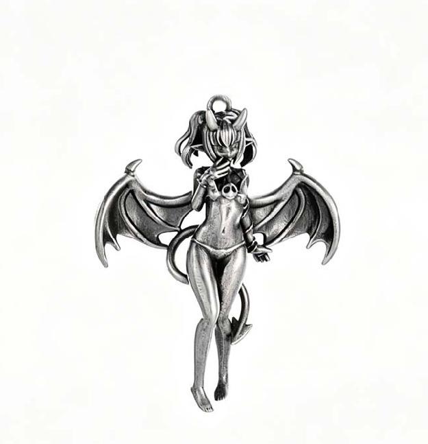 Devil's Overture: Cute Succubus Bat Girl Necklace - Dark Punk Street Style Essential