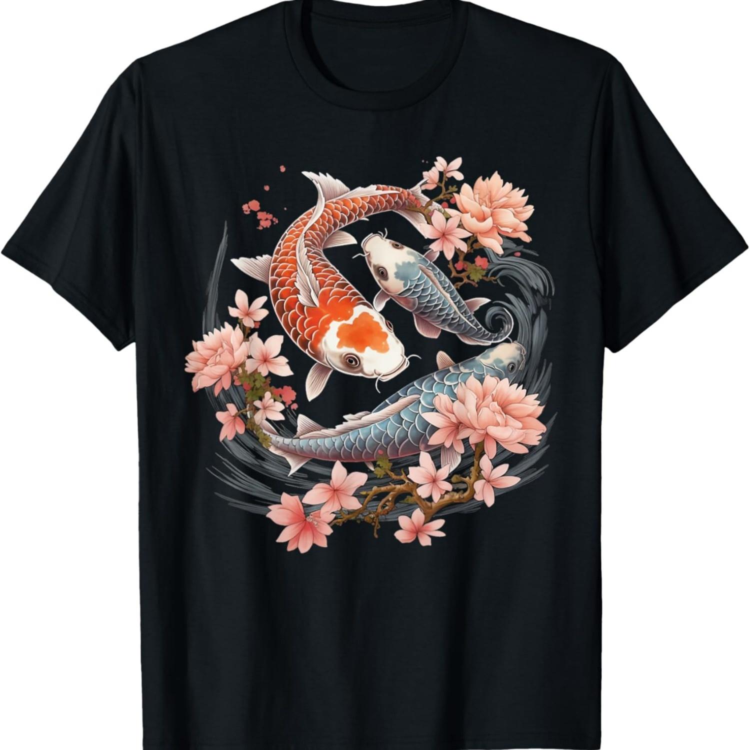 Koi Carp  Cherry Blossom T-Shirt S чёрный