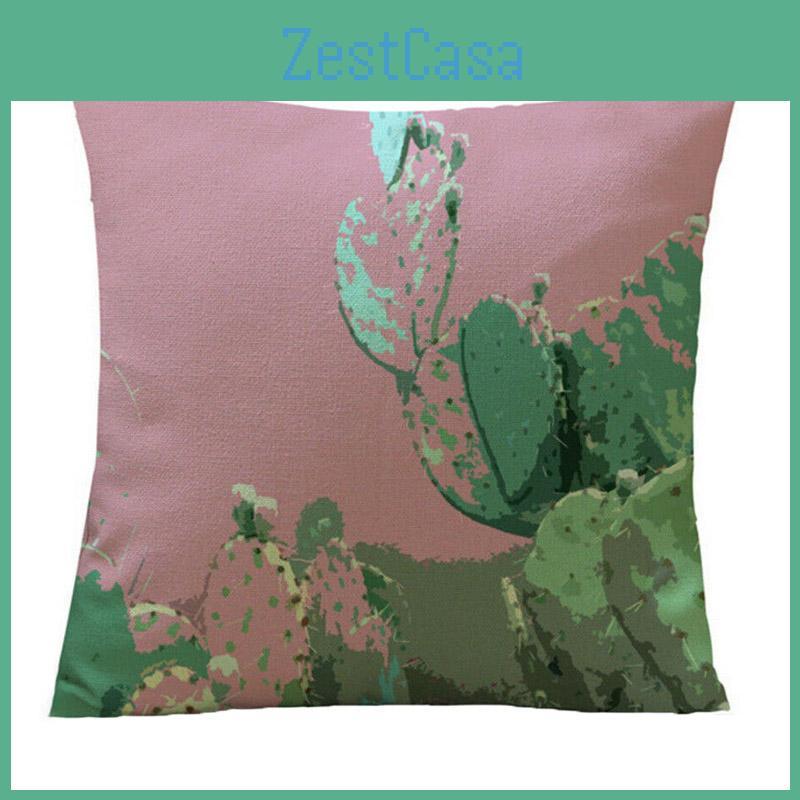 Luxurious Tropical Flower Cactus Linen Cushion Cover For Chic Home Decor