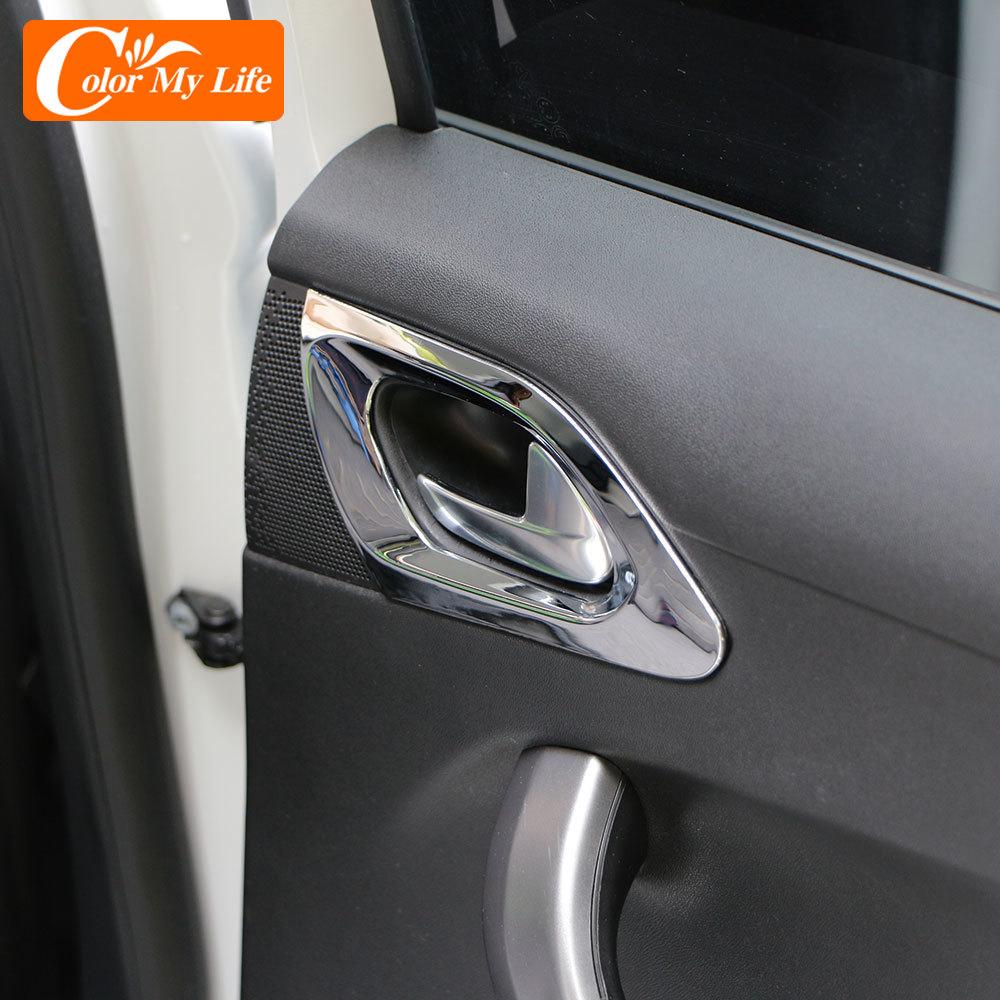 For Peugeot 208 2015 -  ABS Chrome 2Pcs/Set Front Door Handle Bowl Cover Inner Door Bowl Trim
