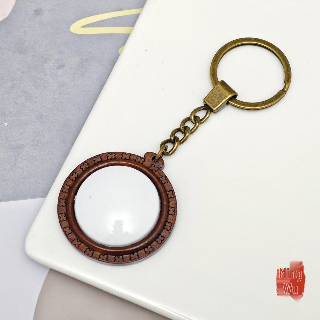 DIY Wooden Lace Base Keyring with Embroidery Kit & Snap Button