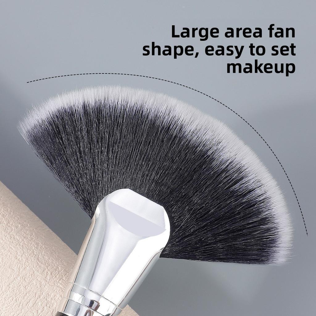 Large Wooden Handle Fan Brush Highlight Brush Delicate Fiber Hair Quick Makeup Residual Painting Batch