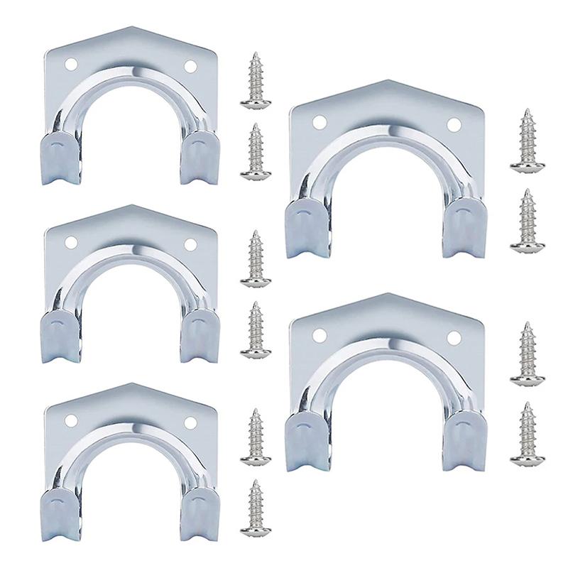 

5Pcs Heavy-Duty Wall Hook Metal Hanger Holder Double Hooks Garage Shed Hanging Organizer For Garden Kitchen Garage Tool 5Pcs
