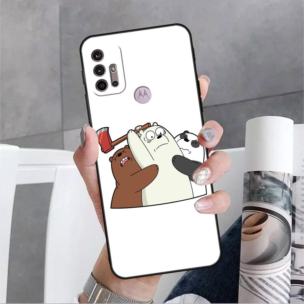 Roztomilé pouzdro We Bare Bears pro Motorola G30 G60 Edge 20 G9 G22 G8 Power G31 G500 G50 30 Pro Black Capas pro měkký telefon