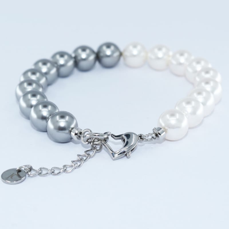 jewelCOUNTY Half & Half Pearl Bracelet[White/Grey]