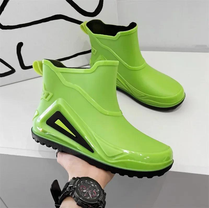 Men Rain Boots Durable Rubber Rain Shoes for Men Trend Outdoor Non-slip Waterproof Hiking Shoes Shaxi Slip on Fishing Shoes 2024
