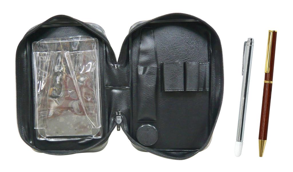 Zippered metal pointer and wooden swivel 403 ballpoint pen case, set, EXPVC-701S-403-2, 2-pack