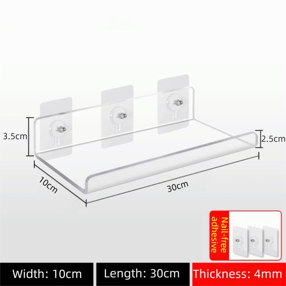 With Stickers Wall Mounted Shelf Space Saver Floating Bookshelves Acrylic Clear Rack  Home