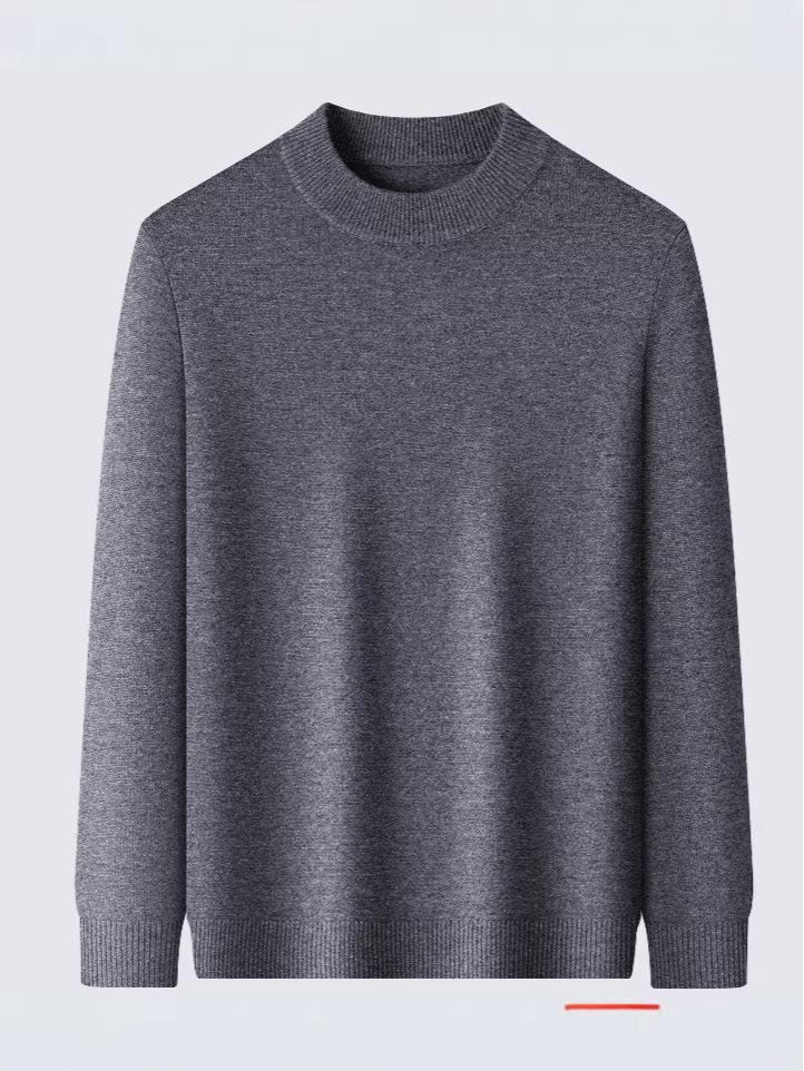 Herren Kaschmir Pullover mit halbem Reißverschluss, dicke Wolle, Langarm, Winter Baselayer