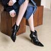 2025 осінь нові гостроносі лакована шкіра тонкий каблук високий каблук темперамент французька мода сексуальні красиві жінки короткі чоботи