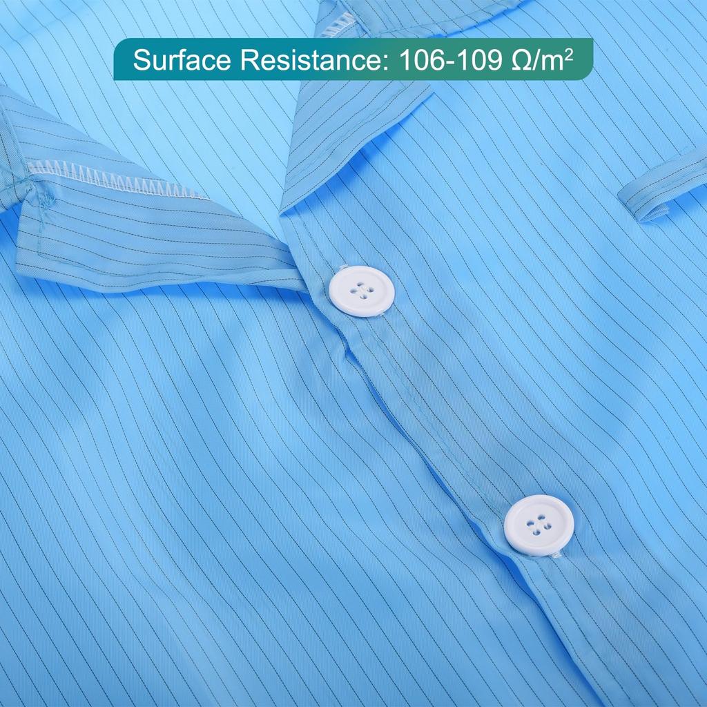 uxcell ESD Lab Coat, Anti-Static Clothing, Science Jacket with Cuffs and Pelvis, Uniform, Unisex (Blue, Large)