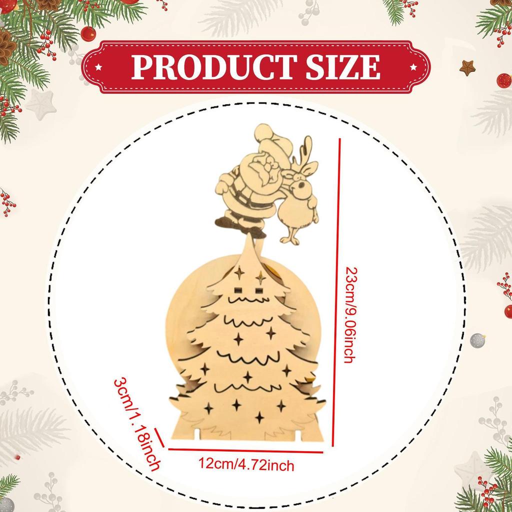 Wooden Christmas Tree Centerpiece Bookshelf Figure Table Kitchen Cabinet Holiday Collectible
