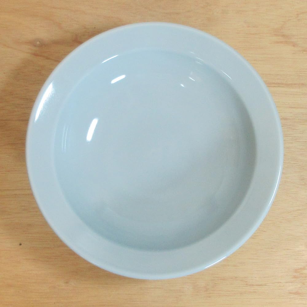 22cm Fried Rice Mino Chinese Commercial Use High-footed Plate, 7.0mm Round, Dish, Celadon, Blue-tinted, Ware, Tableware,