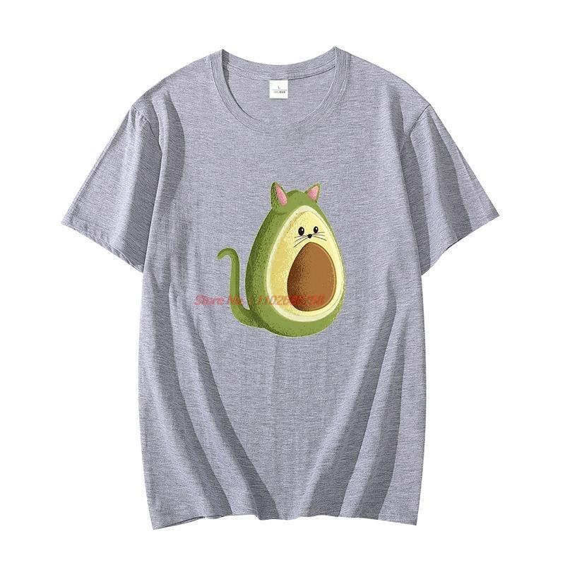 Avocado Cat Funny Unisexs T Shirt Graphic T Shirts Cotton Tshirt Short Sleeve Tshirts Summer Oversized Tshirt Unisexs Clothing