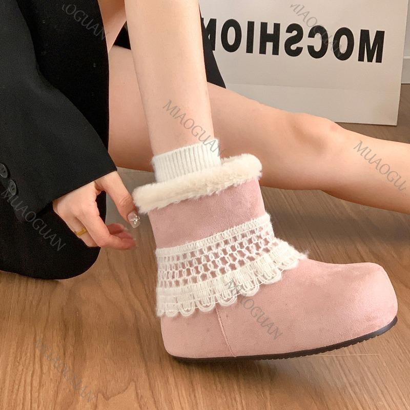 Autumn Winter New Women's Short Snow Boots Thickened Heightened Fleece Lined Warm Slip-on Cozy Casual Cotton Shoes for Women