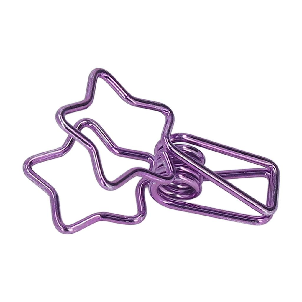 100pcs Star Binder Clips Cute Cartoon Hollow Strong Clamping Force Sturdy Metal Paper Clamps for Office Account Tickets