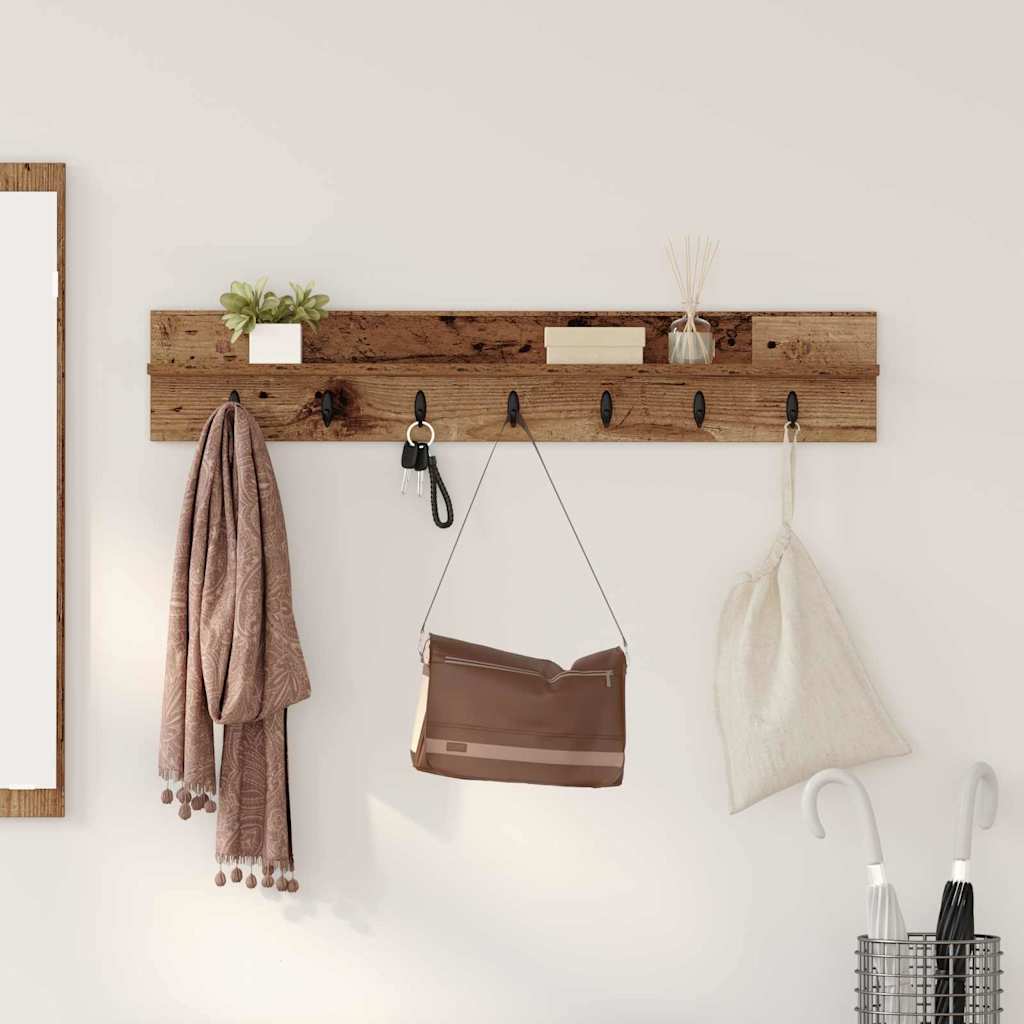 Wall mounted nightstand rustic wood look 100 x 10.5 x 18 cm