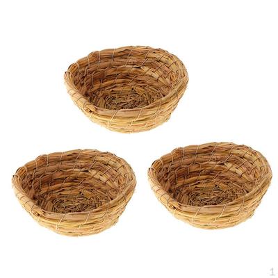 3 Pieces Handmade Woven Straw Cage Birdhouse/ For Parrot Swallow Small Pet Etc.