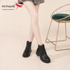 Red Dragonfly Women's British Style Real Leather Winter Boots Thick-Soled Velvet Short Martin Boots, 2024 New Arrivals