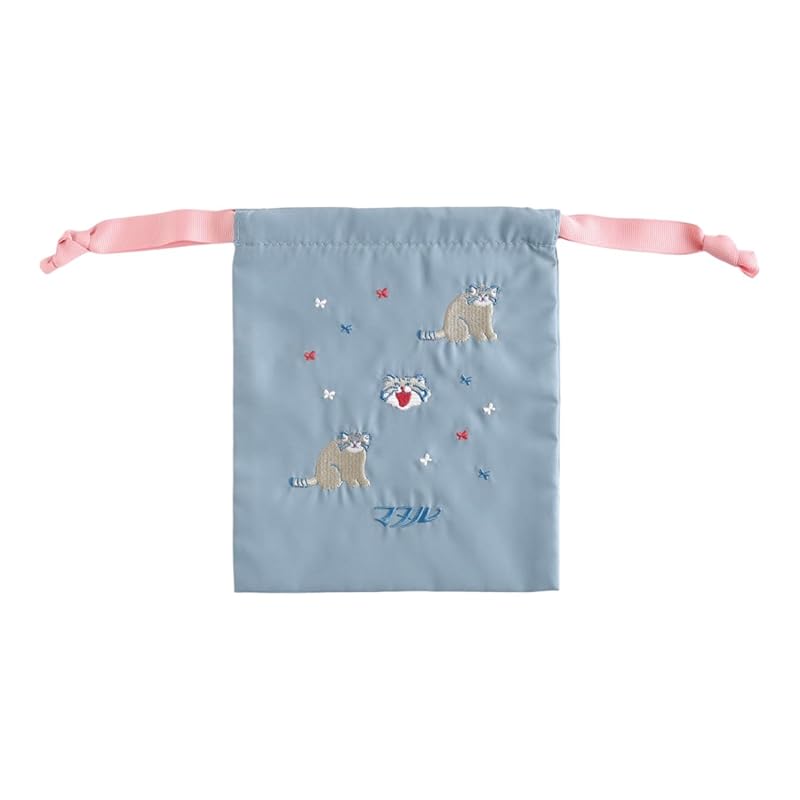 

green flash purse animal department store embroidery drawstring bag manul cat AD-055
