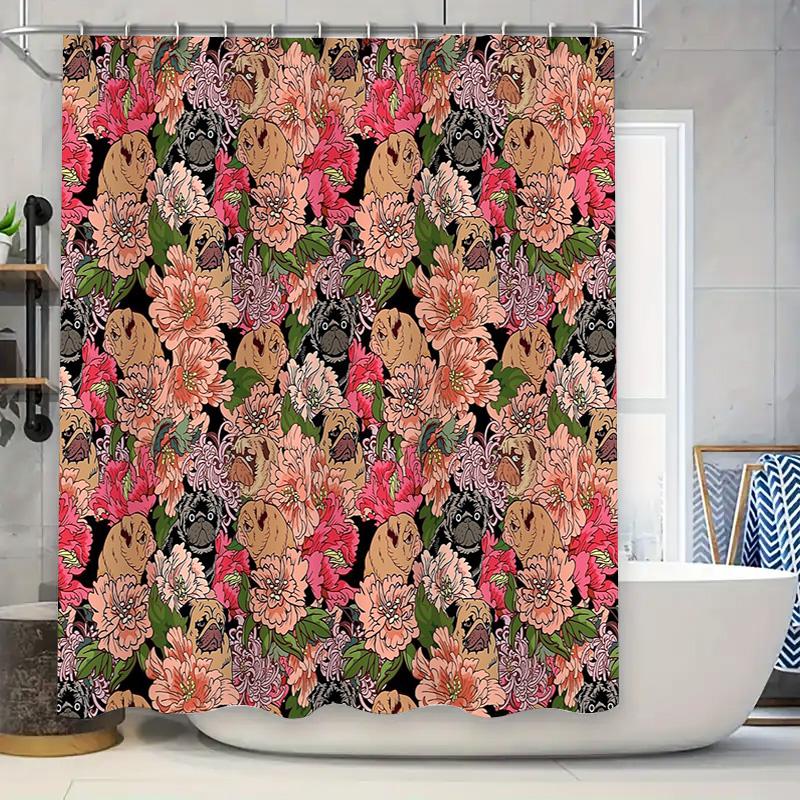 

Floral Shower Curtain Botanical Pattern Nature Theme Bathroom Decor Vintage Farmhouse Style Washable Fabric Wall Hanging Artisti W60H190(CM)-1 Pcs