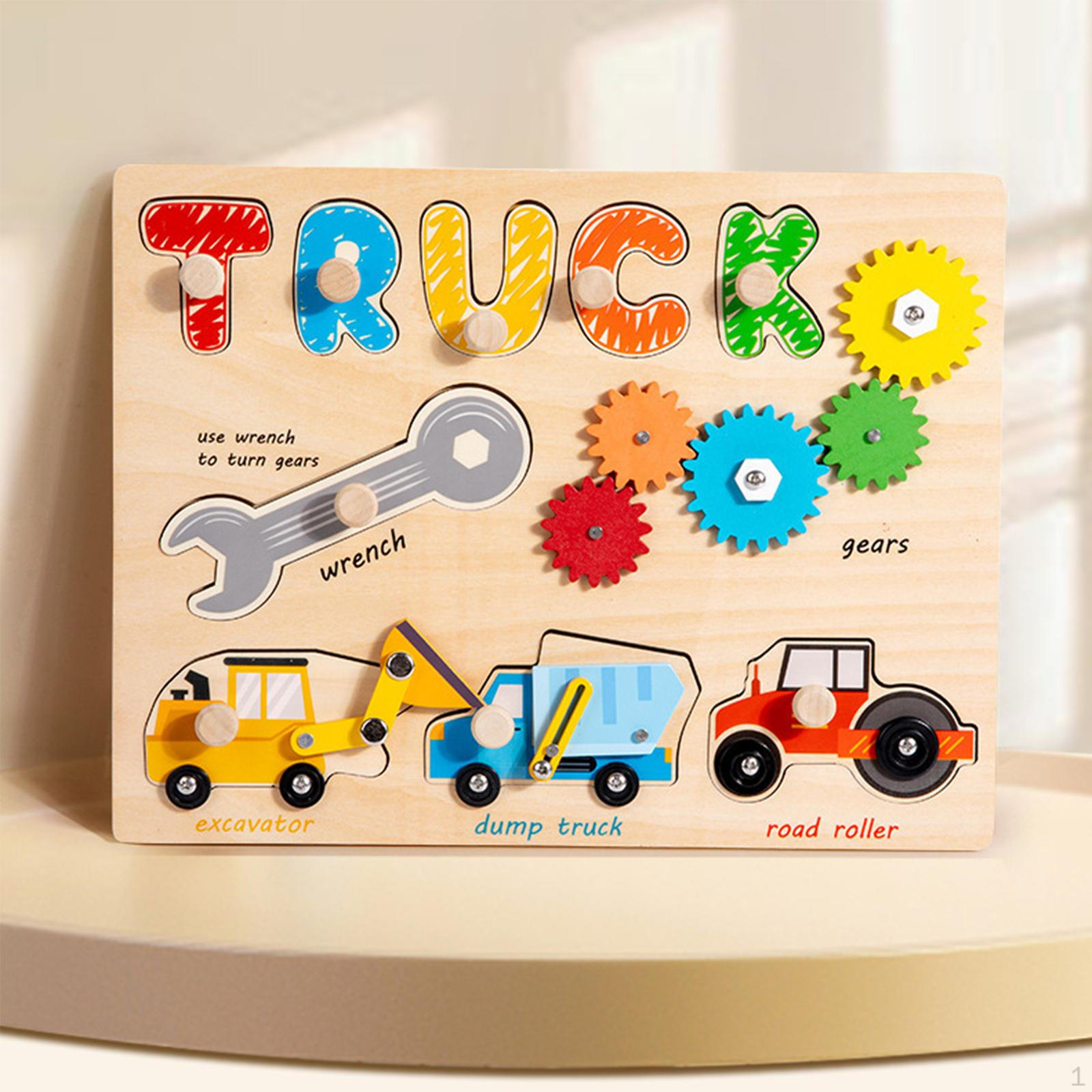 

Montessori Busy Board, Wooden Toys for 1 2 3 4 Year Old, Sensory Activity Board,Fine Tool Car Busy Board