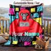 Gorilla Tag cartoon Flannel Blanket, Personalized Custom Name Text, Soft Warm Plush Throw Blanket For Gift