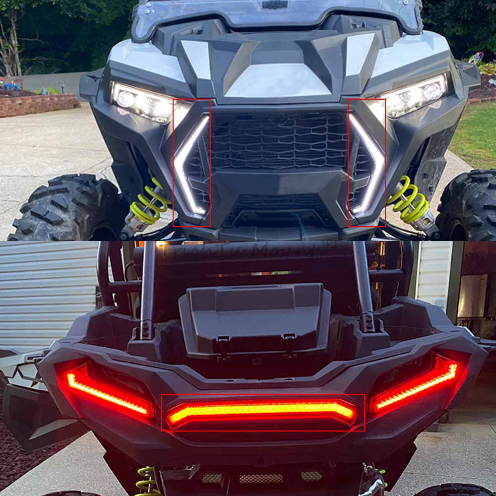 For Polaris RZR 2019 RZR XP 4 1000 Ride Command Edition #2884053 12V LED Rear Center Tail Light and Front Fang-Light Kit 1 Pair