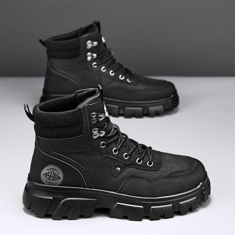 Cotton shoes men's winter velvet thickened new warm high-top shoes fashionable versatile casual tooling shoes