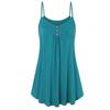 Women V Neck Sleeveless Buttons Pleated Large Hem Sundress Knee-length Dress