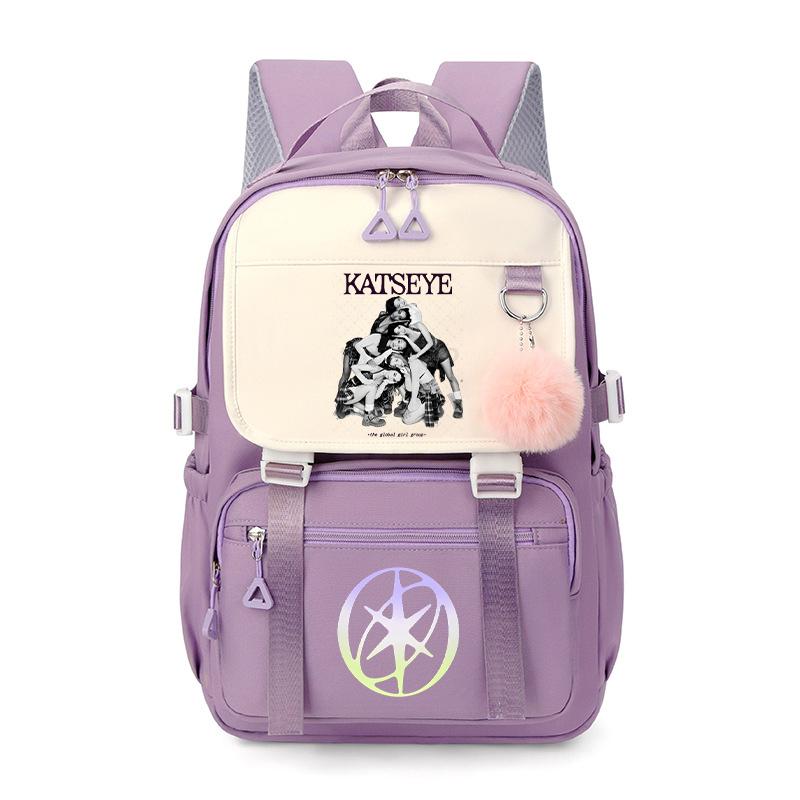 Hot Katseye Funny Print School Bags Teenage Girls Large Capacity Outdoor Travel Bagpack Multi-function Cartoon Students Backpack