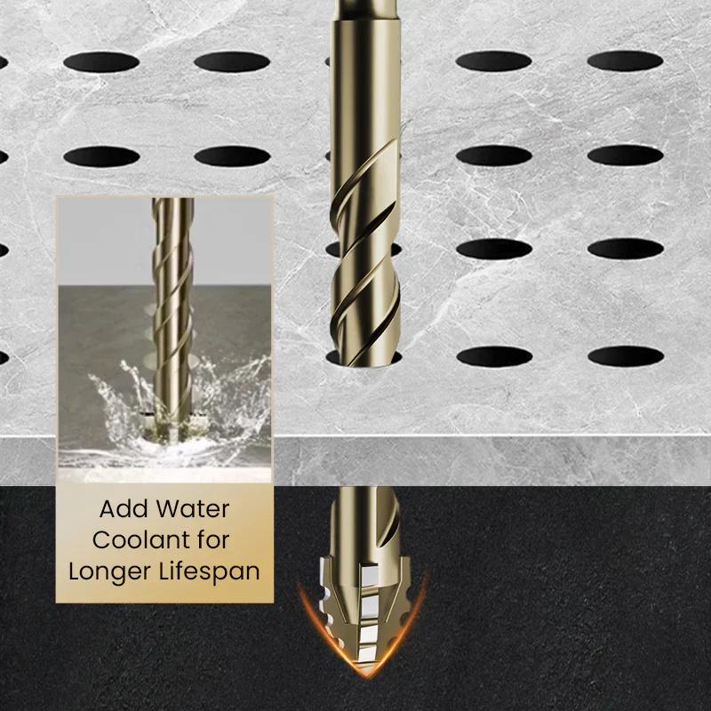 High-Strength 4-Flute Serrated Eccentric Drill Bit Dry Drilling For Ceramic Tile/Glass/Marble Concrete Hex Skewed Head Drill Bit
