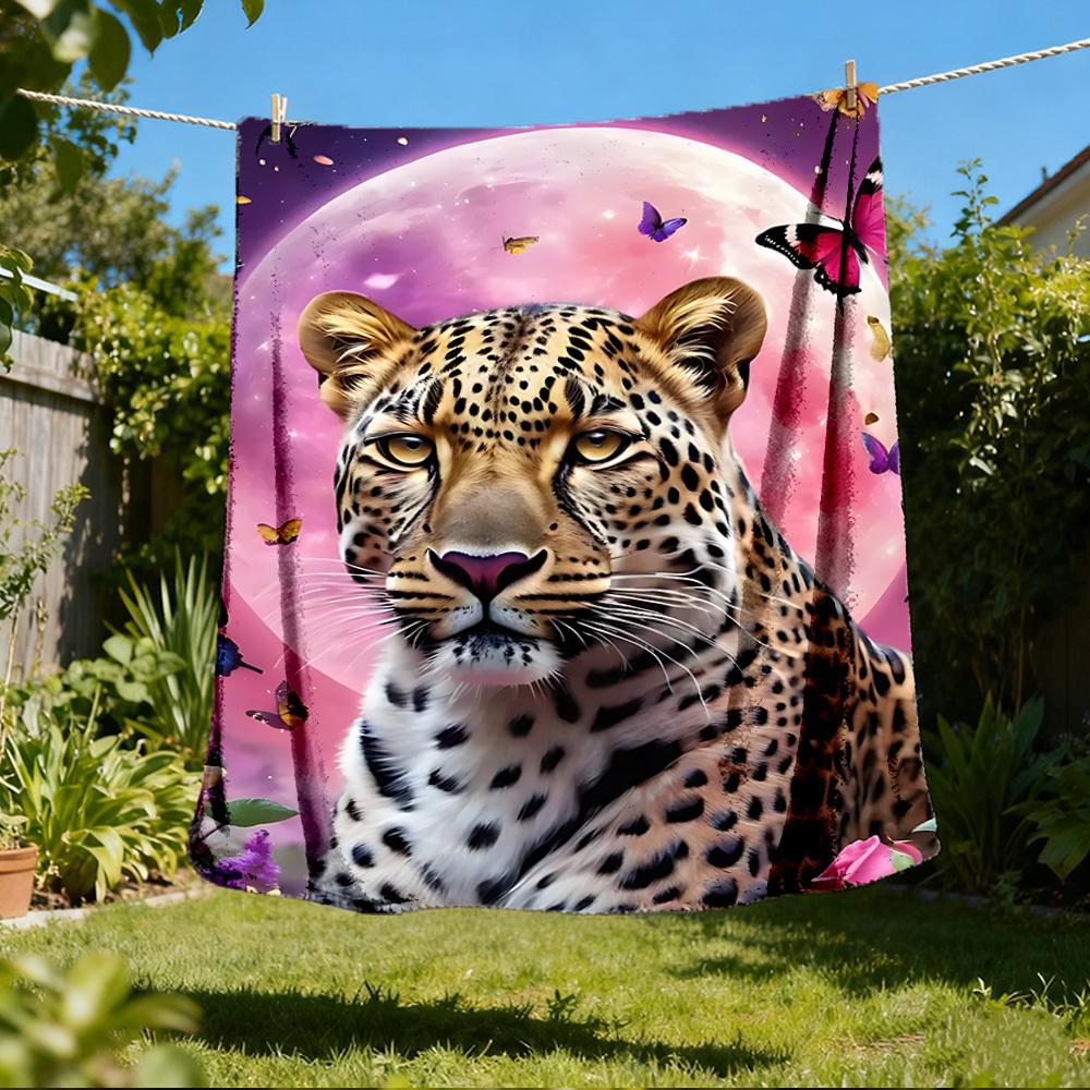 1pc Leopard Print Print Outdoor Blanket, Lightweight Polyester, 80x120cm