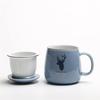 Tazza da tè con filtro in ceramica Coppia di bicchieri semplici e di grande capacità Tazza da caffè per la casa con coperchio Tazza per la separazione del tè da ufficio in porcellana