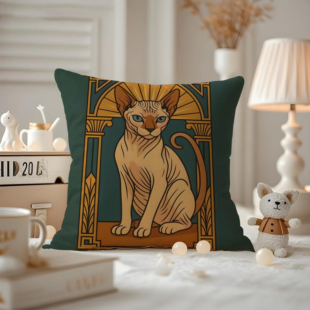 Чехол на подушку с рисунком мультяшного кота Сфинкса, наволочка для подушки для гостиной, дивана и декора спальни 12x12Inch