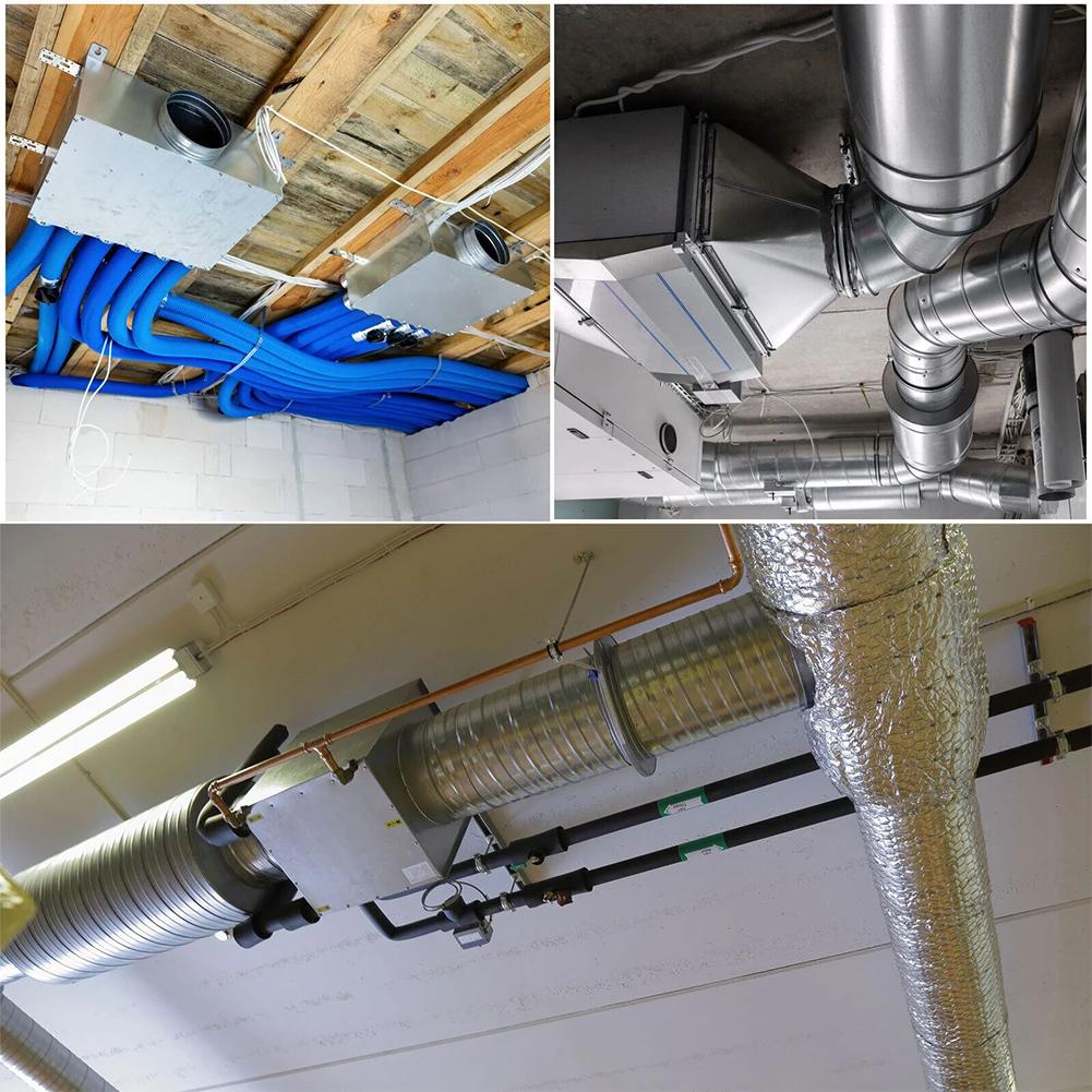 For Kitchen Hood Ventilator Pipe Connecting Vent Flange Exhaust Duct 4-10inch Electrostatic Spray Metal Silver-gray