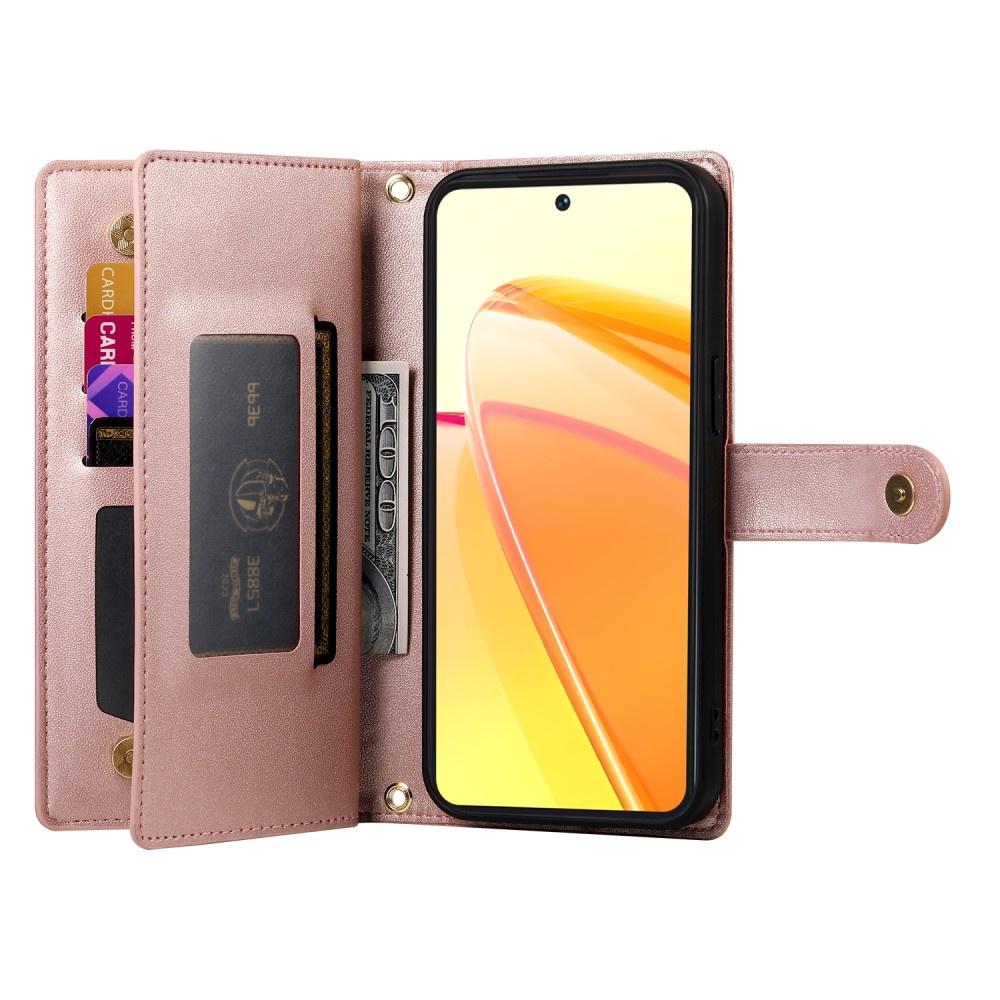 Oppo Reno 13 Pro 5G Flip Case, Wallet Zipper Pocket, Pink