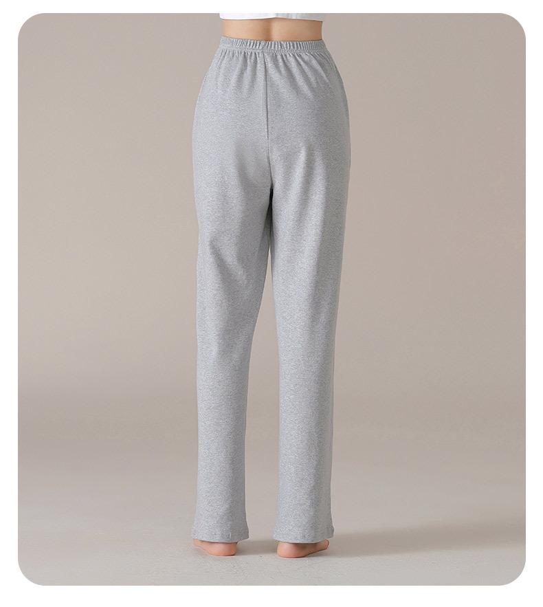Damen High Waist Graue Baumwoll-Pyjamahose - Übergröße, Leichtgewicht, Gerades Bein, Vielseitig für Zuhause oder Outdoor